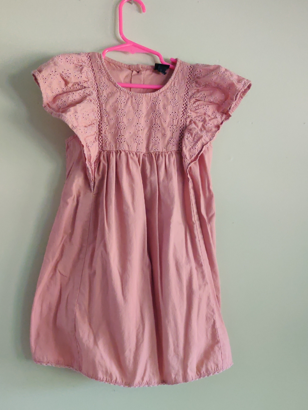 Art Class Pink Eyelet Flutter Dress with Ruffled Sleeves Size 5